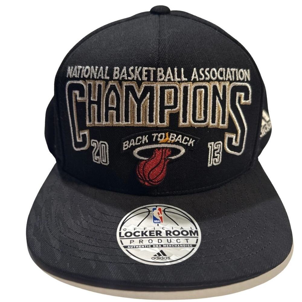 Miami Heat NBA Champions 2013 adidas Locker Room Strapback Hat Black Wool